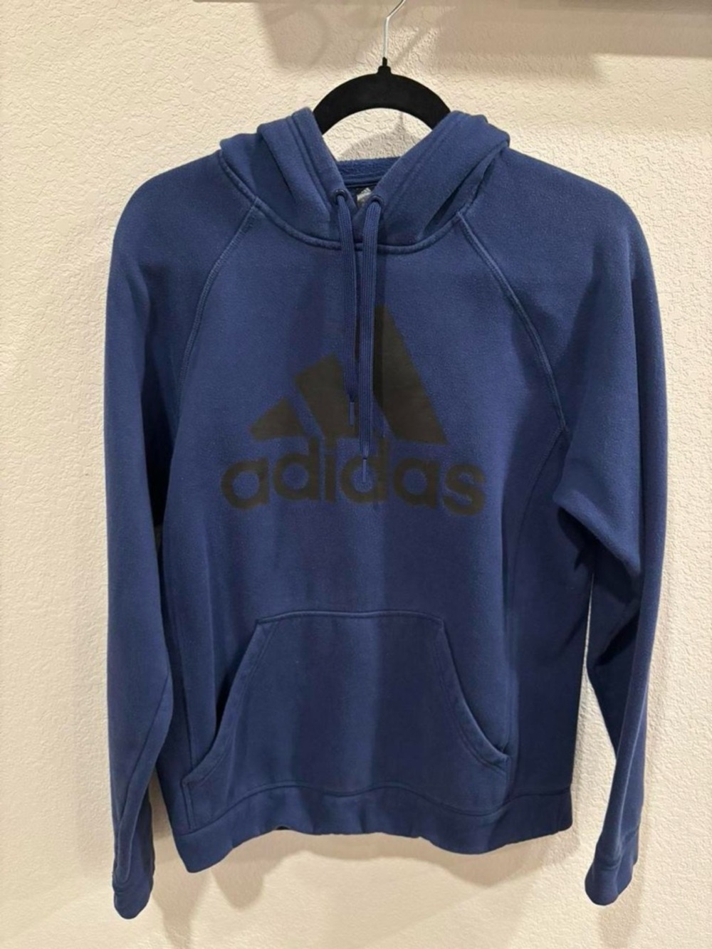adidas Men's Navy Blue Zip-Up Hoodie with Black Logo